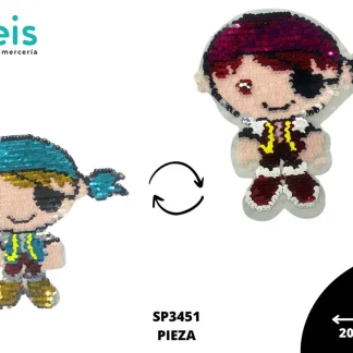 PARCHES LENTEJUELA REVERSIBLE NIÑO PIRATA SP3451 20cmX20cm