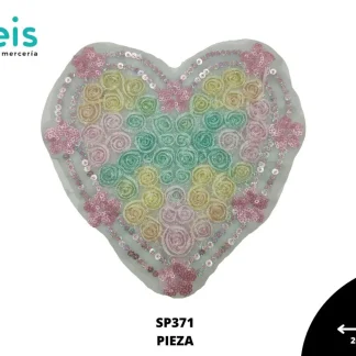 PARCHES LENTEJUELA CORAZON SP371 20cmX19cm MULTICOLOR