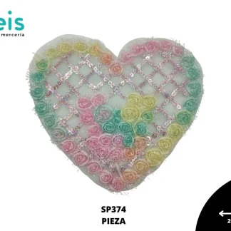 PARCHES LENTEJUELA CORAZON SP374 20cmX17.5cm MULTICOLOR