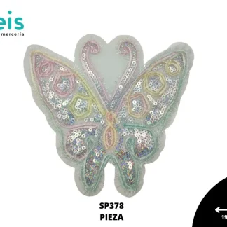 PARCHES BORDADOS Y ESTAMBRE MARIPOSA FLORES SP378 19cmX14cm MULTICOLOR