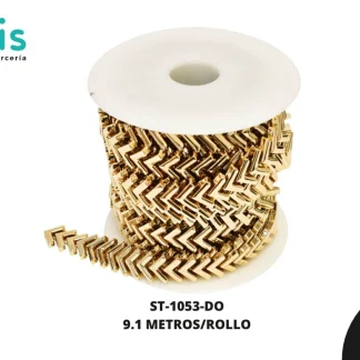 STRASS PLAST FLECHA 16MM REF: XZ-160 DORADO 9.1 MTS/PQT