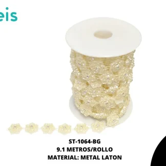 STRASS PLAST PERLA FLOR 18mm REF: AC8056 BEIGE 9.1 m/rollo