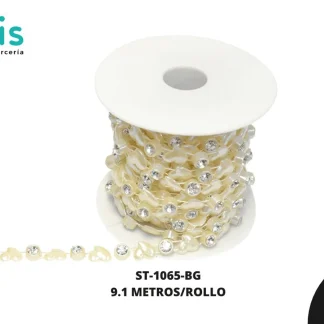 STRASS PLAST PERLA CZN 10mm REF: AC8025 BEIGE 9.1 m/rollo