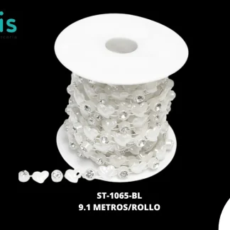 STRASS PLAST PERLA CZN 10mm REF: AC8025 BLANCO 9.1 m/rollo