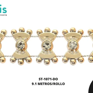 STRASS PLAST PIEDRA MOÑO 19MM REF: 11 DORADO 9.1 MTS/ROLLO
