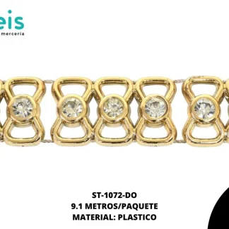 STRASS PLAST PDRA MOÑO 16mm REF: 27 DORADO 9.1m/pqt
