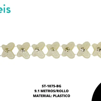 STRASS PLAST PERLA MPOSA 13mm REF: 126-26 BEIGE 9.1 m/pqt