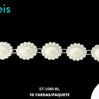 STRASS PLAST PERLA OVAL 13mm REF: 127 BLANCO 9.1 m/pqt