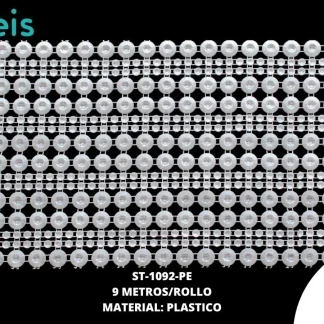 STRASS PLASTICO PERLA 11.3CM REF: C-042 PERLA 9MT/ROLLO