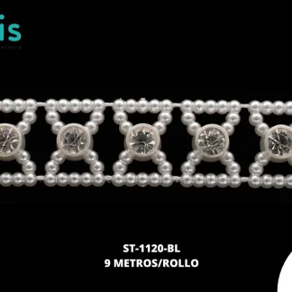 STRASS PLAST PERLA REF: XZ458 BLANCO 9M/PZA