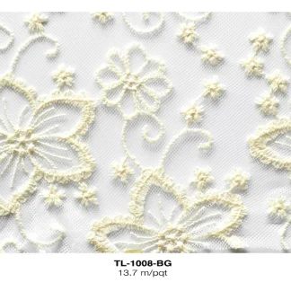 TELA TULL BOLILLO FLOR 1.40m REF: K82 BEIGE 13.7m/pqt 041504