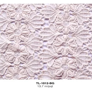 TELA BOLILLO FLOR 1.10m REF: K499 BEIGE 13.7m/pqt 04514
