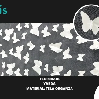 TELA ORGANZA MARIPOSAS REF: DLF0811 BLANCO