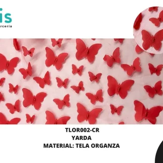TELA ORGANZA MARIPOSAS REF: DLF0811 CORAL