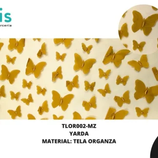 TELA ORGANZA MARIPOSAS REF: DLF0811 MOSTAZA