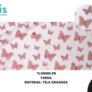 TELA ORGANZA MARIPOSAS REF: DLF0811 PALO DE ROSA