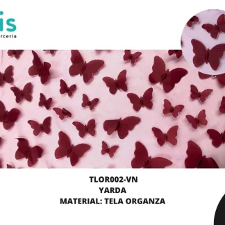TELA ORGANZA MARIPOSAS REF: DLF0811 VINO