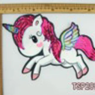 PARCHES LENTEJUELA UNICORNIO CON 2 LUZ LED VOLANDO TSP2092