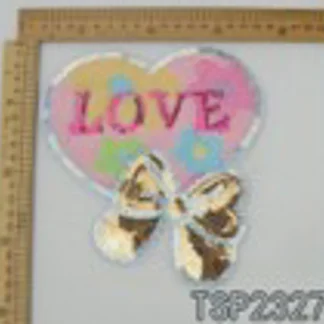 PARCHES LENTEJUELA CORAZON LOVE CON MOÑO TSP2327