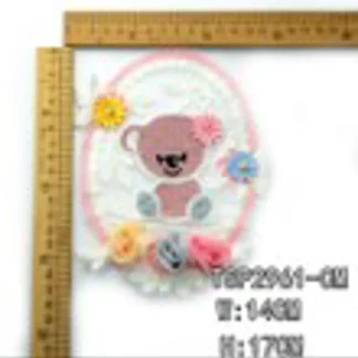 PARCHES BORDADOS Y ESTAMBRE OSO CON FLORES TSP2961