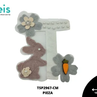 PARCHES BORDADOS Y ESTAMBRE T CONEJO CON FLORES TSP2967-CM 13.5cmX17cm