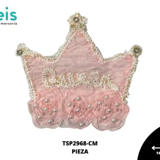 PARCHES BORDADOS Y ESTAMBRE CORONA QUEEN TSP2968-CM 14.5cmX15cm ROSA