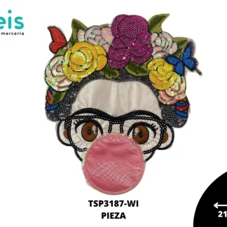 PARCHES LENTEJUELA FRIDA BOMBA CHICLE TSP3187-WI 21cmX24.3cm