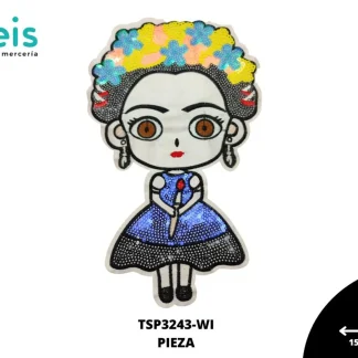 PARCHES LENTEJUELA FRIDA CON BROCHA TSP3243-WI 15.3cmX25cm