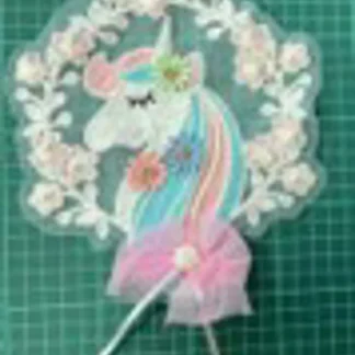 PARCHES BORDADOS Y ESTAMBRE UNICORNIO CIRCULO DE FLORES TSP4332-CM MULTICOLOR