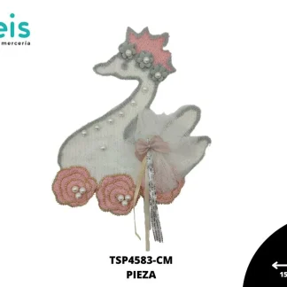 PARCHES BORDADOS Y ESTAMBRE CISNE CON CORONA Y FLORES TSP4583-CM 15.5cmX20.5cm