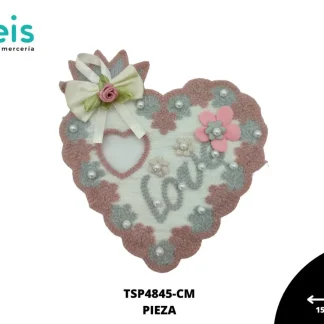 PARCHES BORDADOS Y ESTAMBRE CORAZON LOVE CON PERLA TSP4845-CM 15.5cmX16cm