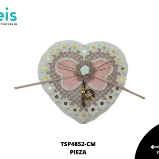 PARCHES BORDADOS Y ESTAMBRE CORAZON FLOR LENTEJUELA TSP4852-CM 21cmX13cm