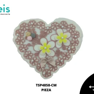 PARCHES BORDADOS Y ESTAMBRE CORAZON CON FLORES TSP4858-CM 16cmX14cm