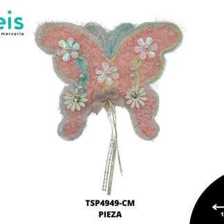 PARCHES BORDADOS Y ESTAMBRE MARIPOSA FLORES TSP4949-CM 15cmX18cm ROSA