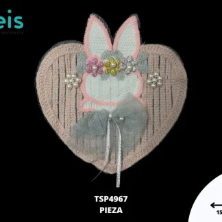 PARCHES BORDADOS Y ESTAMBRE CORAZON CON CONEJO TSP4967 15.5cmX17cm