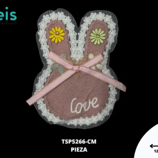 PARCHES BORDADOS Y ESTAMBRE CONEJO SWEATER LOVE TSP5266-CM 12.5cmX17cm ROSA