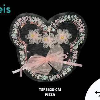 PARCHES BORDADOS Y ESTAMBRE MIMI TUL TSP5628-CM 20cmX18cm ROSA