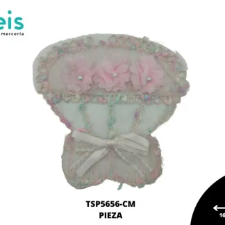 PARCHES BORDADOS Y ESTAMBRE RAMO DE FLORES TULL TSP5656-CM 16.5cmX16cm ROSA