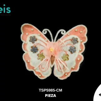 PARCHES BORDADOS Y ESTAMBRE MARIPOSA CON PERLA Y FLOR TUL TSP5985-CM
