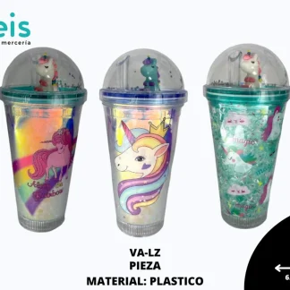 VASOS IMPORTACION UNICORNIOS CON POPOTE VA-LZ