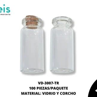 DECORACION HOGAR FRASCO VIDRIO VD-3007-TR 22mmX50mm 100 PZ/PQT TRANSPARENTE