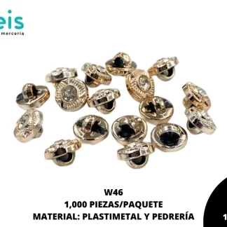 BOTON PIEDRA Y PERLA W46 18L (11.5mm) 1,000 PZ/PQT DORADO