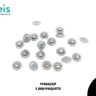 REMACHES PLASTICO FLOR 12 PERLAS YF0042GP 14.5mm 1,000 PZ/PQT GRIS PERLA