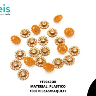 REMACHES PLASTICO FLOR YF0042OR 14.5mm 1,000 PZ/PQT ORO