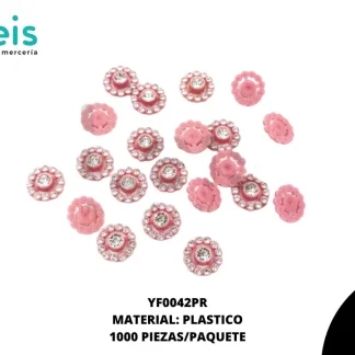 REMACHES PLASTICO FLOR YF0042PR 14.5mm 1,000 PZ/PQT PALO ROSA