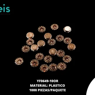 REMACHES PLASTICO FLOR YF0649-10OR 10mm 1,000 PZ/PQT ORO ROSADO