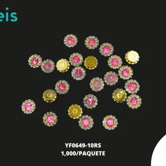REMACHES PLASTICO FLOR YF0649-10RS 10mm 1,000 PZ/PQT DORADO/ROSA