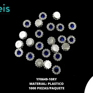 REMACHES PLASTICO FLOR YF0649-10RY 10mm 1,000 PZ/PQT PLATA/REY