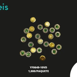 REMACHES PLASTICO FLOR YF0649-10VD 10mm 1,000 PZ/PQT DORADO/VERDE