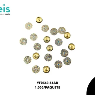 REMACHES PLASTICO FLOR YF0649-14AB 14mm 1,000 PZ/PQT DORADO/TORNASOL